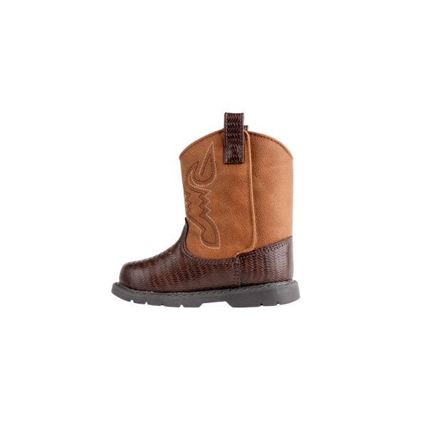 <span>WAYLON </span> Toddler Brown PU/Textured PU Western Boot w/Embroidery - Image 4