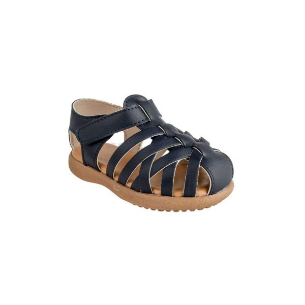 Wesley Toddler Navy Pebbled PU Fisherman Sandal