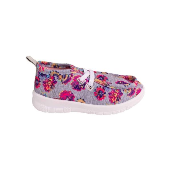 <span>Whitley</span> Toddler Gray Floral Jersey Wallabies with Elastic Laces - Image 2