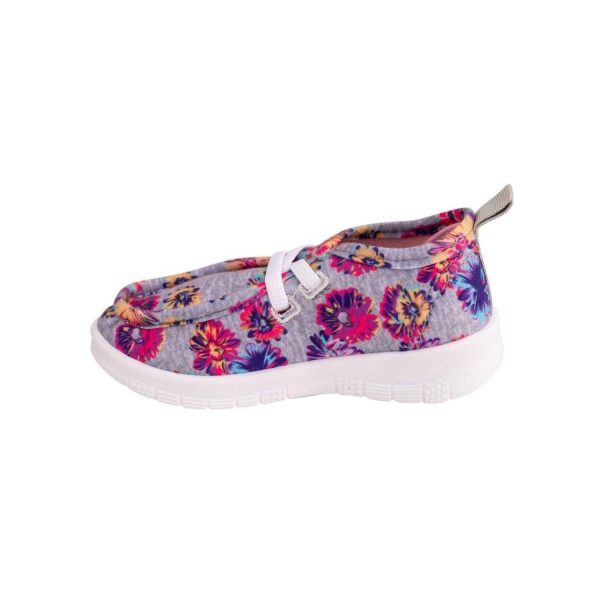 <span>Whitley</span> Toddler Gray Floral Jersey Wallabies with Elastic Laces - Image 3