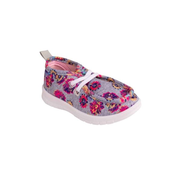Whitley Toddler Gray Floral Jersey Wallabies with Elastic Laces
