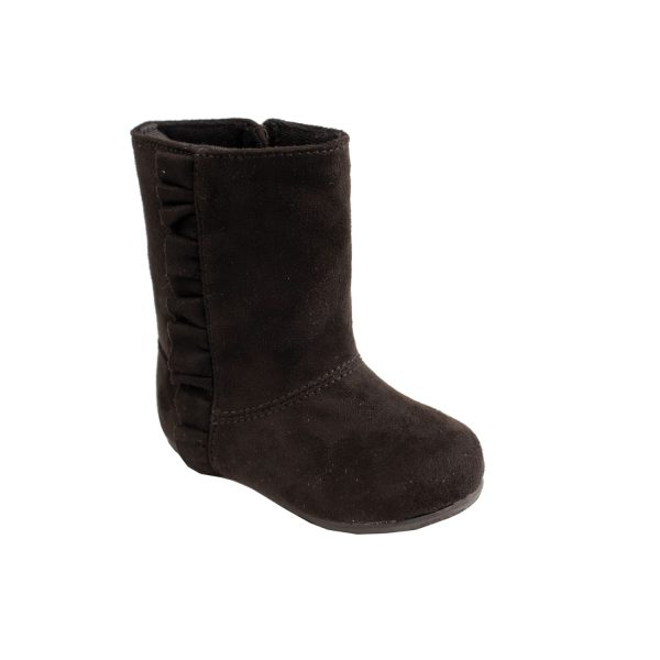 ZOE Toddler Black Suedecloth Ruffle Boots