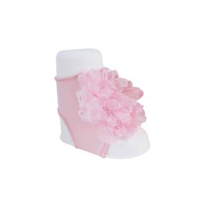 Abigail Infant Pink Peep Toe Socks with Pom Poms