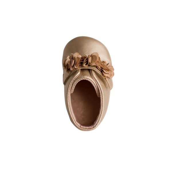 <span>Allraya</span> Infant Champagne Metallic Booties with Flower - Image 5