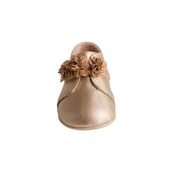 <span>Allraya</span> Infant Champagne Metallic Booties with Flower - Image 7