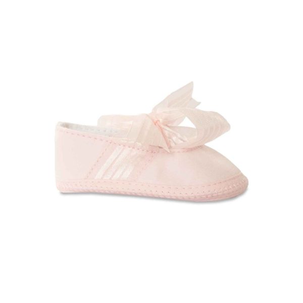 <span>Ava</span> Infant Pink Cotton Flats with Bows - Image 2