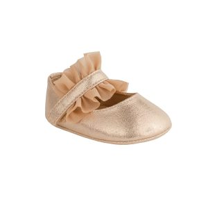 BELLA Infant Champagne Shimmer Mary Janes with Ruffles