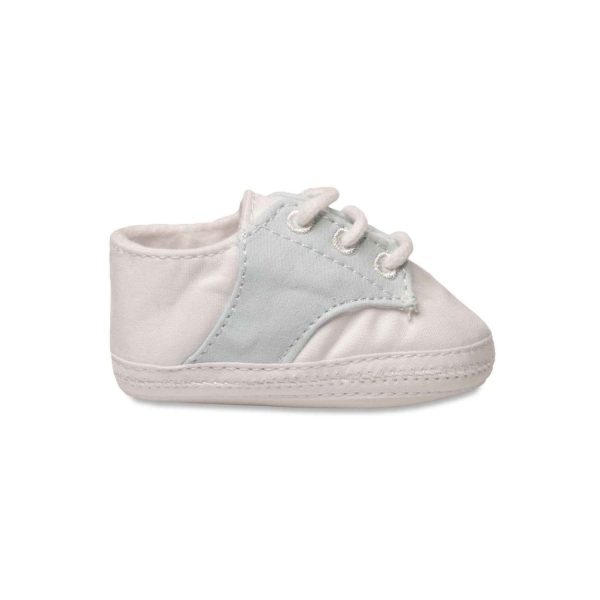 <span>Braxton</span> Infant White/Blue Cotton Lace-Up Oxfords - Image 2