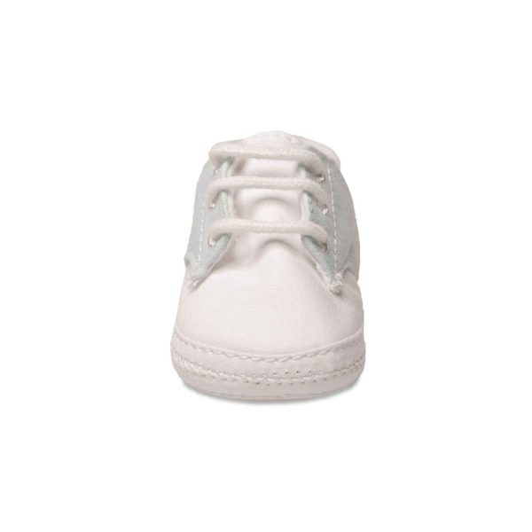 <span>Braxton</span> Infant White/Blue Cotton Lace-Up Oxfords - Image 3