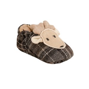 BUCK Infant/Toddler Plaid Deer Slippers