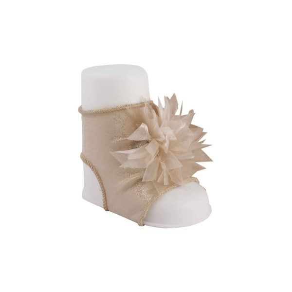Audrey Champagne Shimmer Peep Toe Socks with Pom Poms