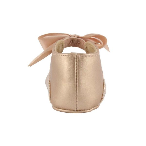 <span>Chloe</span> Infant Rose Gold Soft Sole Dress Flats with Bow - Image 2