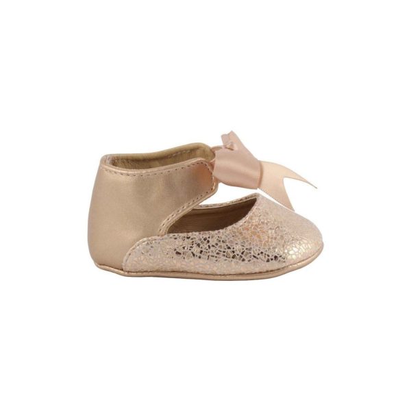 <span>Chloe</span> Infant Rose Gold Soft Sole Dress Flats with Bow - Image 3
