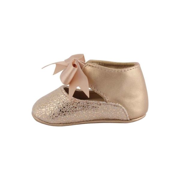 <span>Chloe</span> Infant Rose Gold Soft Sole Dress Flats with Bow - Image 4