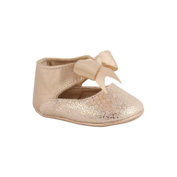 Chloe Infant Rose Gold Soft Sole Dress Flats with Bow