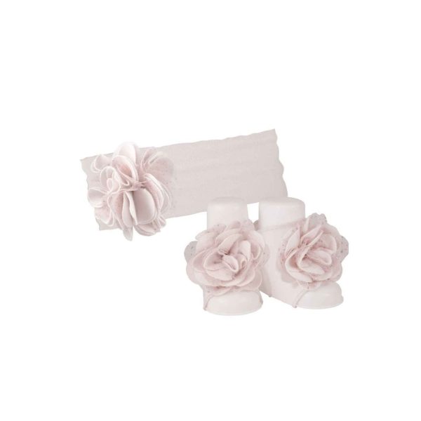 Chrissy Infant White Cotton Headband and Peep Toe Gift Set