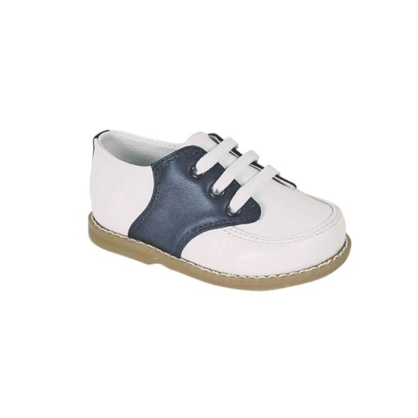 Conner Toddler White/Navy Leather Oxfords