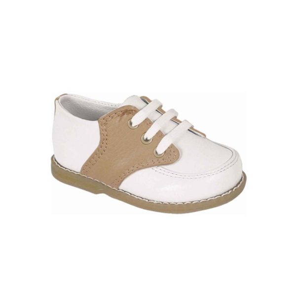 Conner Toddler White/Tan Leather Oxfords
