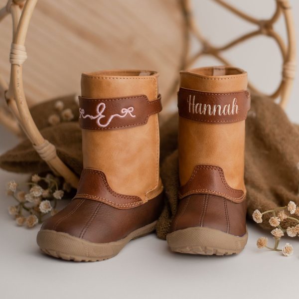 <span>Easton</span> Luggage Tan Duck Boots with Cognac Trim - Image 9