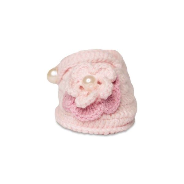 <span>Elizabeth</span> Infant Pink Crochet Mary Janes with Flowers - Image 3