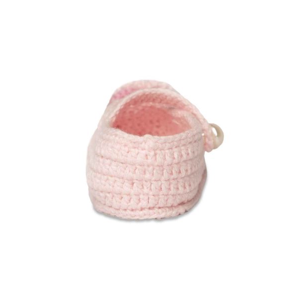 <span>Elizabeth</span> Infant Pink Crochet Mary Janes with Flowers - Image 4