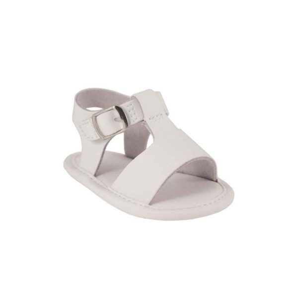 Emery Infant White Leather Soft Sole Sandals