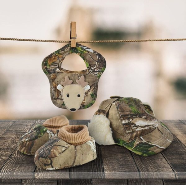 Hunter Infant Camo Booties, Hat, and Deer Bib Gift Set