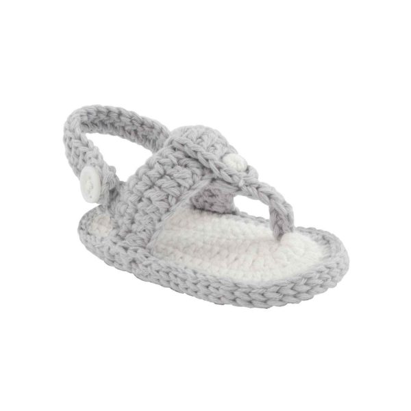 Ty Infant Gray Crochet Thong Sandals