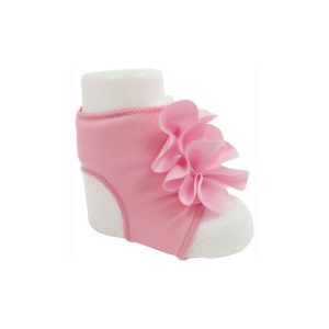 Alexa Infant Pink Peep Toe Socks with Flowers