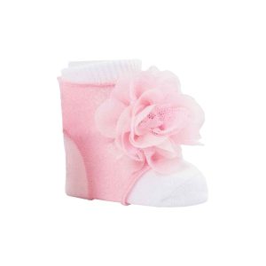 Aliyah Infant Pink Shimmer Peep Toe Socks