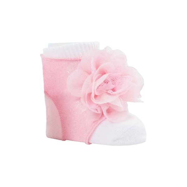 Aliyah Infant Pink Shimmer Peep Toe Socks