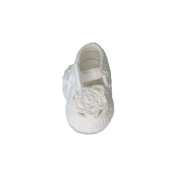 <span>Ella</span> Infant White Crochet Booties with Bows - Image 5