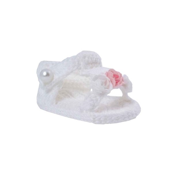 Hannah Infant White Crochet Sandals with Roses