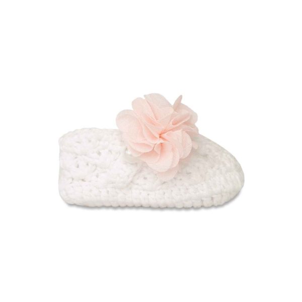 <span>Emelia</span> Infant White Crochet Slippers with Flower - Image 2