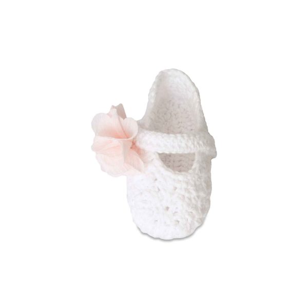 <span>Emelia</span> Infant White Crochet Slippers with Flower - Image 5