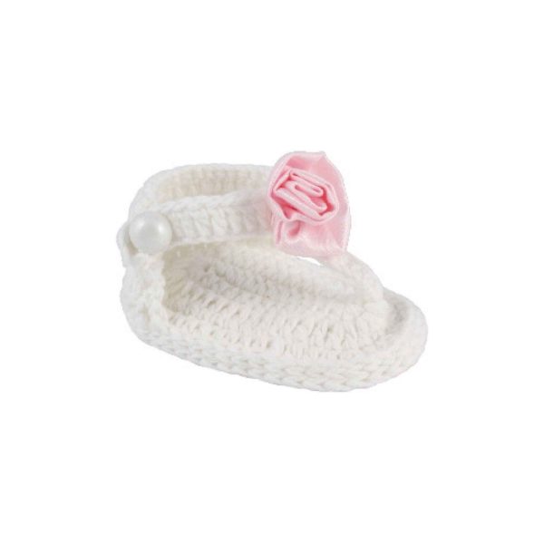 Natalie Infant White Crochet Thong Sandals