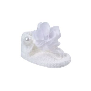 Anna Infant White Crochet Thong Sandals with Flower