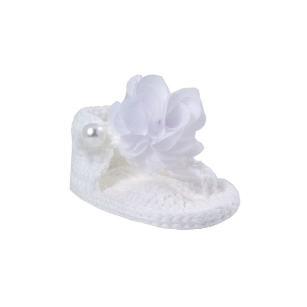 Anna Infant White Crochet Thong Sandals with Flower