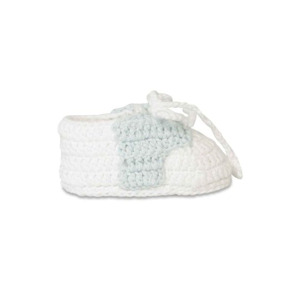 <span>Evan</span> Infant White/Light Blue Crochet Booties - Image 2