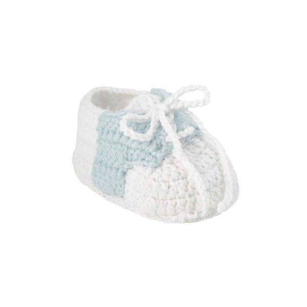 Evan Infant White/Light Blue Crochet Booties
