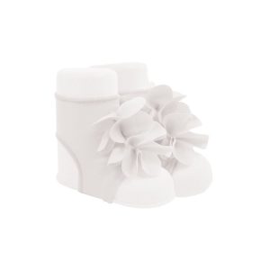 Alexa Infant White Peep Toe Socks with Flowers
