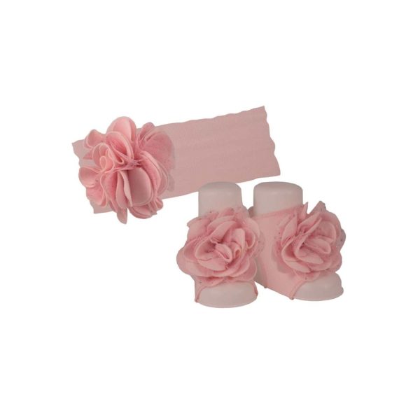 Morgan Infant Pink Cotton Headband and Peep Toe Gift Set