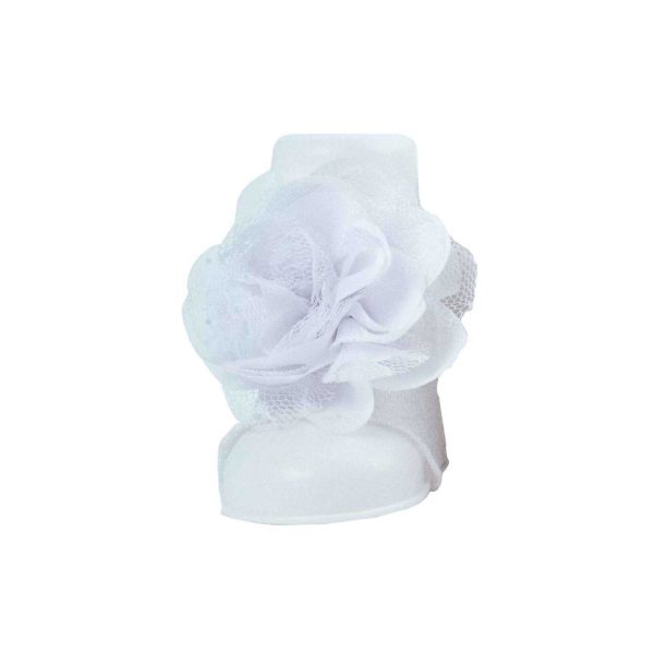 Aliyah Infant White Shimmer Peep Toe Socks