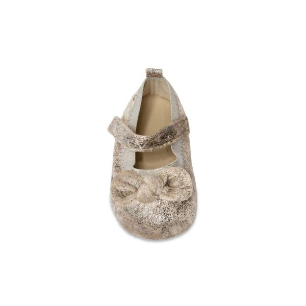 <span>Jaclyn</span> Infant Taupe/Silver Distressed Mary Janes with Bow - Image 2
