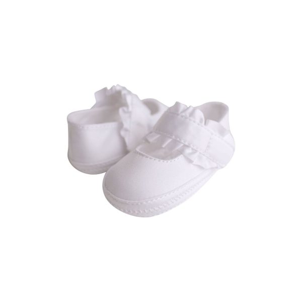<span>Kara</span> Infant White Satin Mary Janes with Removable Straps for Monogramming - Image 2