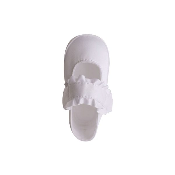 <span>Kara</span> Infant White Satin Mary Janes with Removable Straps for Monogramming - Image 7