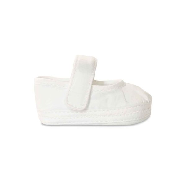 <span>Kendall</span> Infant White Satin Mary Janes with Removable Straps for Monogramming - Image 2