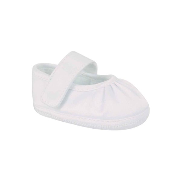 Kendall Infant White Satin Mary Janes with Removable Straps for Monogramming
