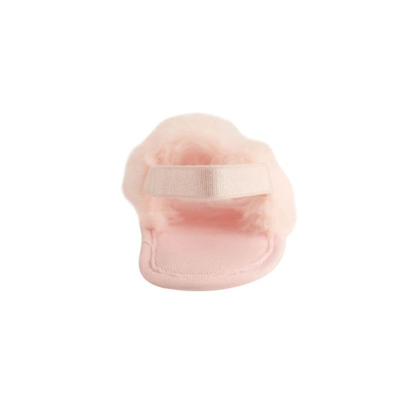 <span>Kimberly</span> Pink Faux-Fur Slide Slippers with Iridescent Heart - Image 3