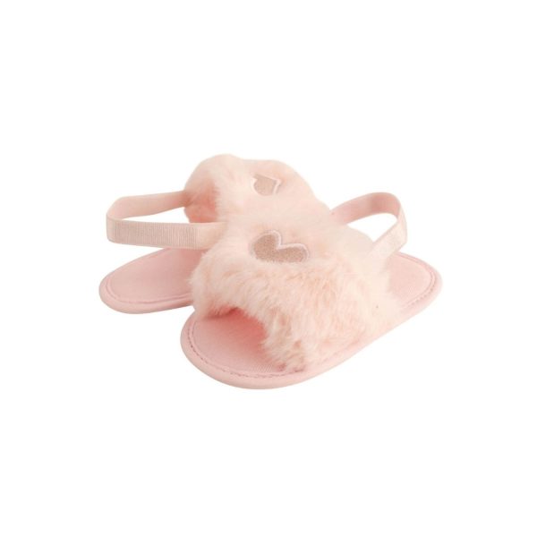 <span>Kimberly</span> Pink Faux-Fur Slide Slippers with Iridescent Heart - Image 8